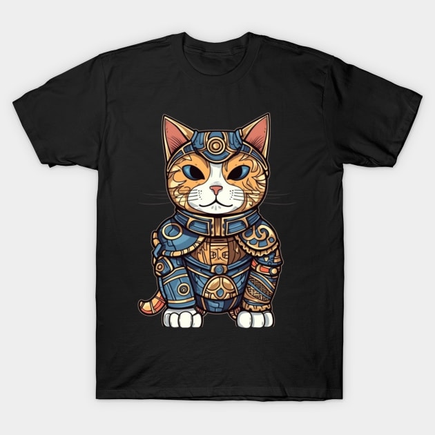 Cute Miaw Cat in Armor T-Shirt by SzlagRPG